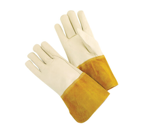 Gloves Cow Grain mig/tig Welders, Russet Split Leather Gauntlet Cuff, Kevlar® Sewn [size: S-XXL]