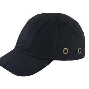 Bump Caps Black Baseball Style, Inner Shell, 100% Cotton Fabric, Velcro Size Adjustment