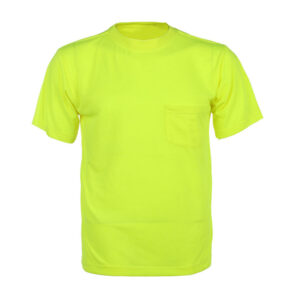 Safety Shirts Lime Green Safety T-Shirt, Short Sleeves, Left Chest Pocket, 100% Polyester [size: S-5X]