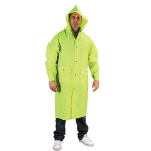 Rainwear Wear Lime Green 2 pc PVC on Polyester 48” Rain Coat, .35 mm [size: S-4X]