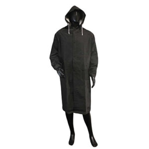 Rainwear Wear Black 2 pc PVC on Polyester Rain Jacket w/Detachable Hood, .35 mm [size M-4X]