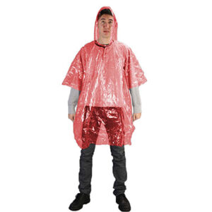 Rainwear Wear Red Polyethylene Ponchos, 1 ea/bag