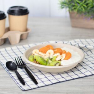 Karat Earth 24oz PFAS Free Bagasse Round Bowl, Natural - 500 pcs
