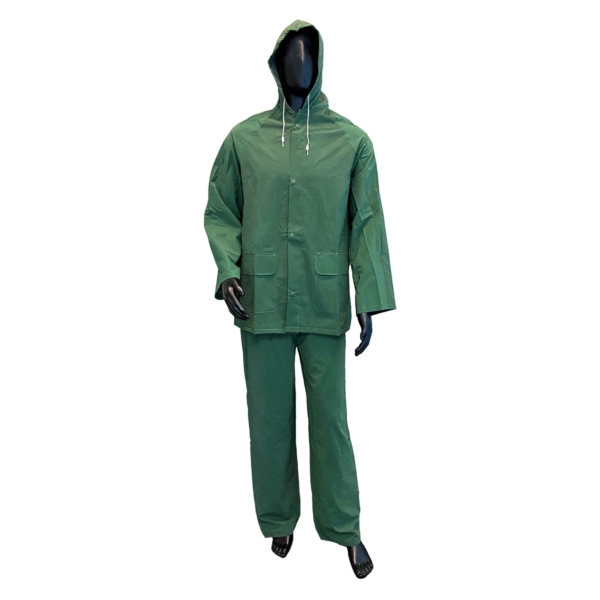 Rainwear Wear Green PVC on Polyester Rain Suit [size: M-3X]