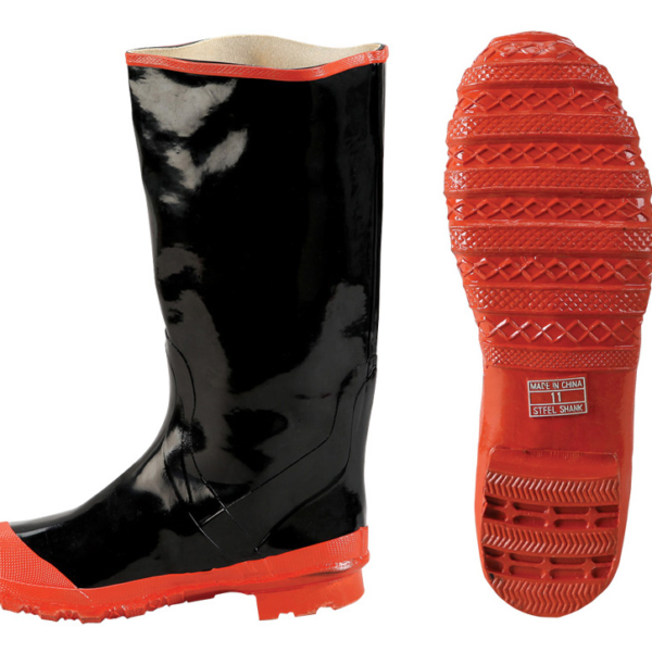Boots Black Rubber Boots, Plain Toe, Steel Shank, 16" [size: 7 - 14]
