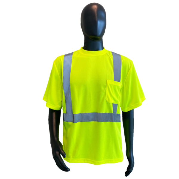 Safety Shirts Class 2 Lime Green Safety T-Shirt, Short Sleeves, Wicking Mesh, UPF40 [size: S-6X]