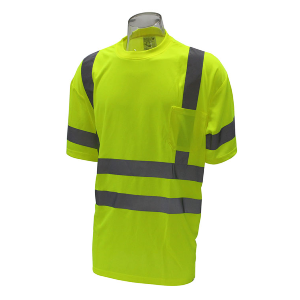 Safety Shirts Class 3 Lime Green Safety T-Shirt, Short Sleeves, Left Chest Pocket, 100% Polyester [size: S-6X]