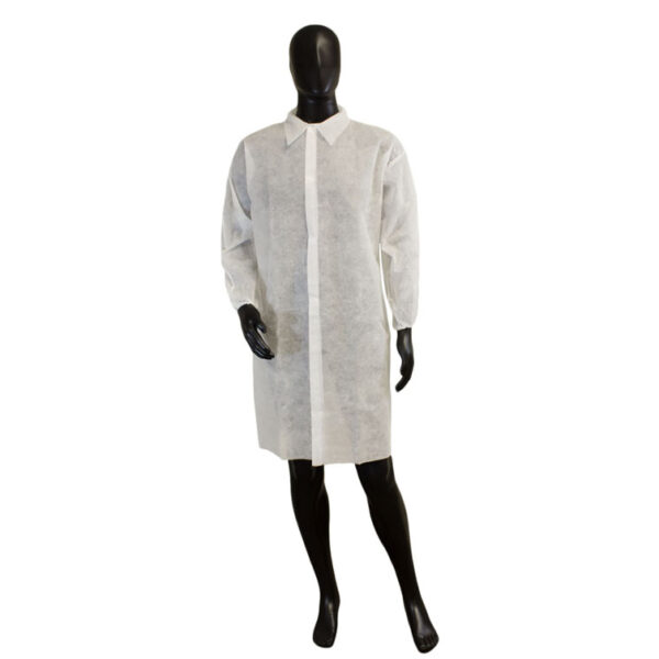 Lab Coats White Polypropylene Lab Coat, Collar, Velcro Closure, No Pockets, 10/bag [size: S-5X]