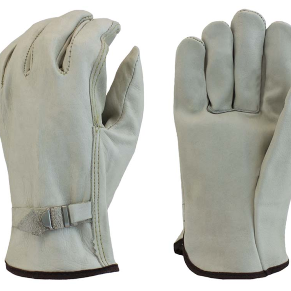 Cow - Unlined Grain Leather, Shirred Elastic Back, Straight Thumb