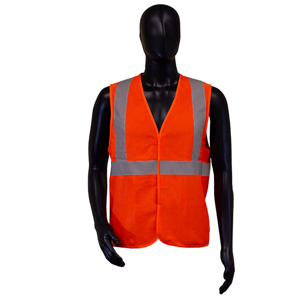 Safety Vests Class II Orange Polyester, Solid Front/Back, No Pockets, Velcro Front [size: S-6X]
