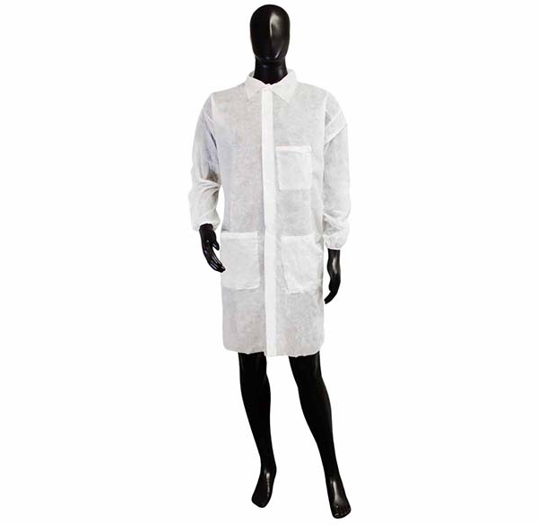 Lab Coats White Polypropylene Lab Coat, Collar, Snap Closure, 3 Pockets, 10/bag [size: S-5X]