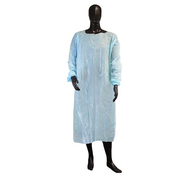 Frocks Blue PE Isolation Gown Frock, 50” Length [size: S / M] - 50 Per Case