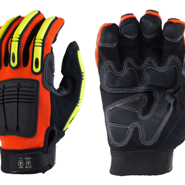 Gloves Hi-Viz Orange Nylon Spandex Back, Kevlar, TPR Padded Back of Hand, Padded Palm [size: S-XXXL]