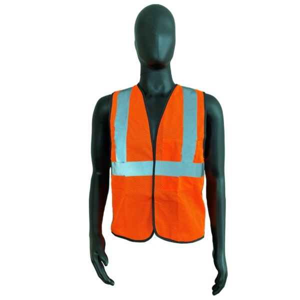 Safety Vests Class II Orange Polyester, Mesh Front/Back, Left Inside Pocket, Velcro Front [size: S/M-4X/5X]