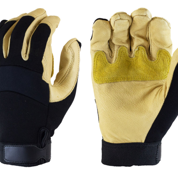 Gloves Pig Grain Leather, Spandex Back, Velcro [size: S-XL]