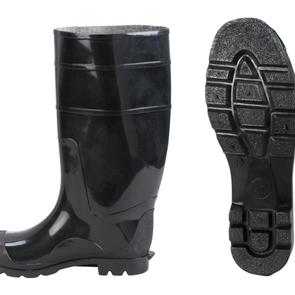 Boots Black PVC Boots, Plain Toe, 16” [size: 5 - 14]