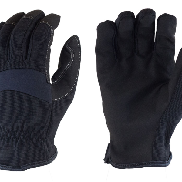 Gloves Black Synthetic Leather Mechanics Glove, Spandex Back [size: XS-XXL]