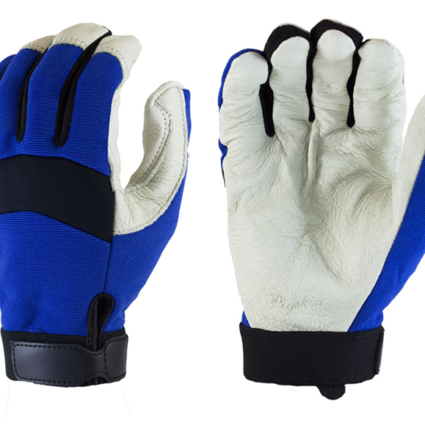 Gloves Pig Leather Mechanics Gloves, Spandex Back, Velcro [size: XS-XXL]