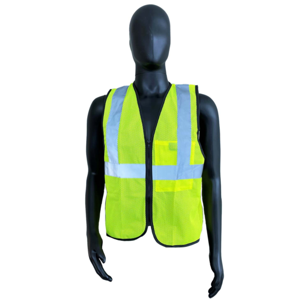 Safety Vests Class II Hi-Viz Yellow Polyester, Mesh Front/Back, Left Inside Pocket, Zipper Front [size: S/M-4X/5X]