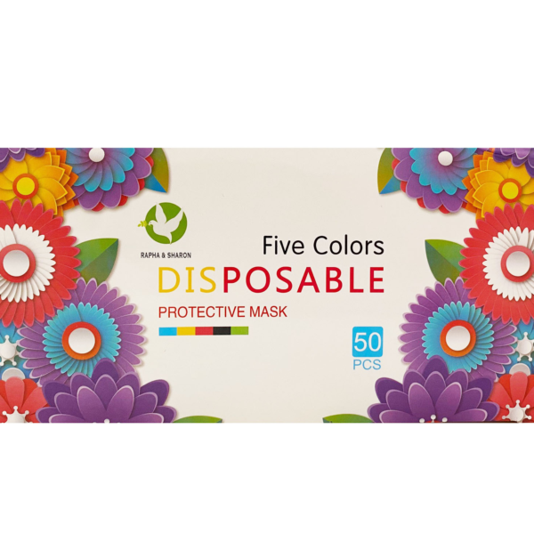 Dust Masks Face Mask, Ear-loop, 5 Colors (Green, Yellow, Purple, Turquoise, Pink), 10 EA/Pack, 50/box