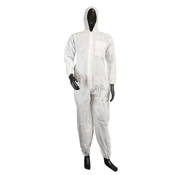 Coveralls White SMS Coverall, Zipper Front, Hood, Elastic Wrists & Ankles [size: XL-2X]