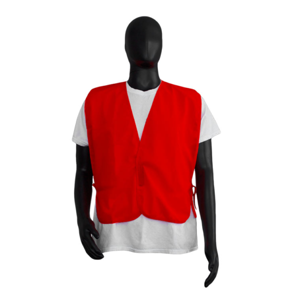 Safety Vests Class I Orange Knit Polyester, Elastic Sides & Velcro Front