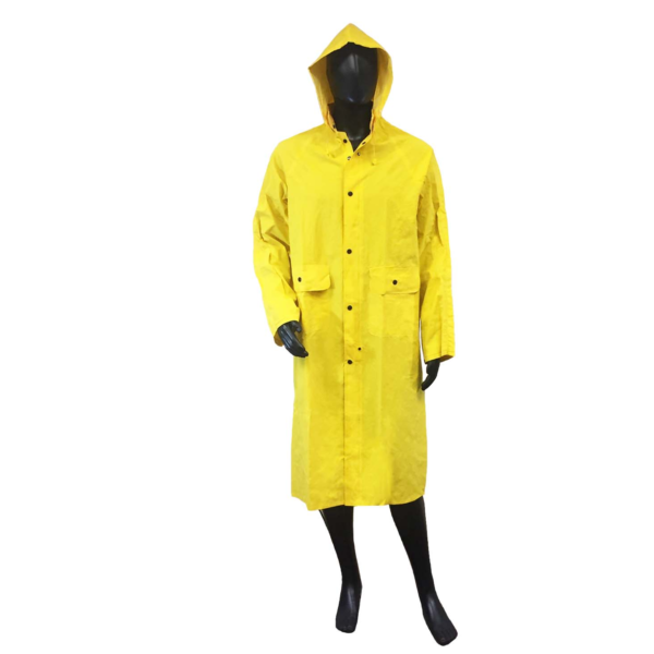 Rainwear Wear Yellow 2 pc PVC On Polyester 48" Rain Coat, .35 mm [size: S-2X]