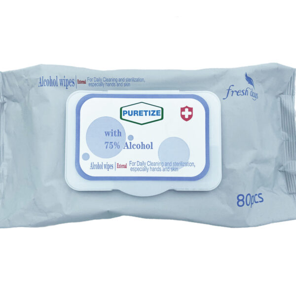Sanitizers & Thermometers Alcohol Hand Wipes, 5.9" x 7.8", 80 Wipes/Bag