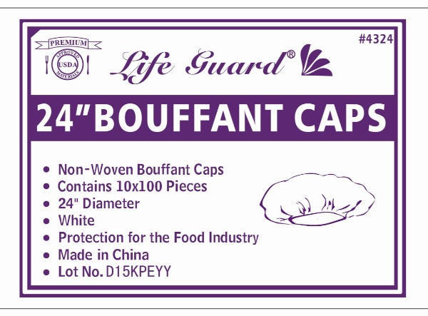 24" Bouffant Caps - Life Guard Brand, 1,000 Per Case