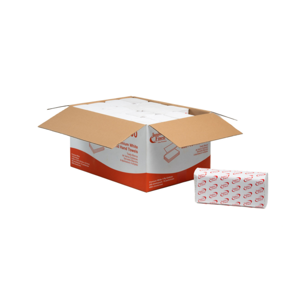 Janitors Finest® Premium 1 Ply White Multifold Towels, 16 Packs/250 Sheets 4000 Towels (5300)