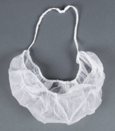 Life Guard Beard Covers Case white polypropylene non-woven fabric 18 inch length 1000 count bulk food service wholesale Packer Janitorial California.