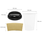 [250 sets] 16 oz White Paper Coffee Cups with Black PP Sipper Lids & Cup Jackets - Image 9