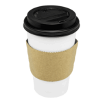 [250 sets] 16 oz White Paper Coffee Cups with Black PP Sipper Lids & Cup Jackets - Image 5