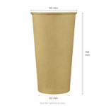[600 ct] 20 oz Paper Coffee Cups | Kraft | 90 mm - Image 5