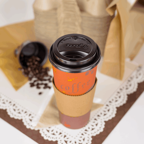 [500 ct] 24 oz Paper Coffee Cups | Coffee Print | 90 mm