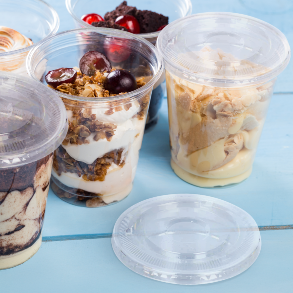 [1,000 ct] Plastic Cup Lids | 98 mm | PET | No Hole | Clear