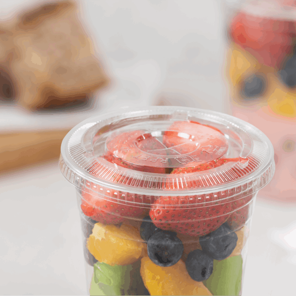 [1,000 ct] Plastic Cup Flat Lids | 98 mm | RPET | Clear