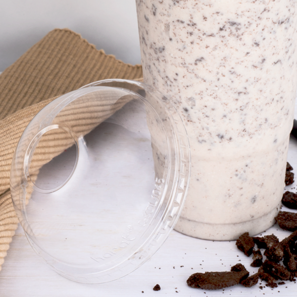 [600 ct] 32 oz Plastic Dome Cup Lids | PET | No Hole | 104.5 mm