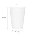 [500 ct] 12 oz Paper Coffee Cups | Insulated | 90 mm | White - Image 3
