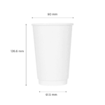[500 ct] 16 oz Paper Coffee Cups | Insulated | 90 mm | White - Image 3