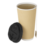 [500 ct] 20 oz Paper Coffee Cups | Ripple | 90 mm | Kraft - Image 7