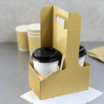 [250 ct] Kraft Drink Carrier with Handle, for 2 Cups (10-32 oz), Paperboard