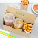 [100 ct] Drink Carrier with Handle , for 6 Cups (12-32 oz), Paperboard