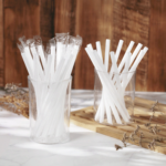 [1,600 ct] Boba Straws | Diagonal Cut | Individually Wrapped | White (0.39" x 9") - Image 2