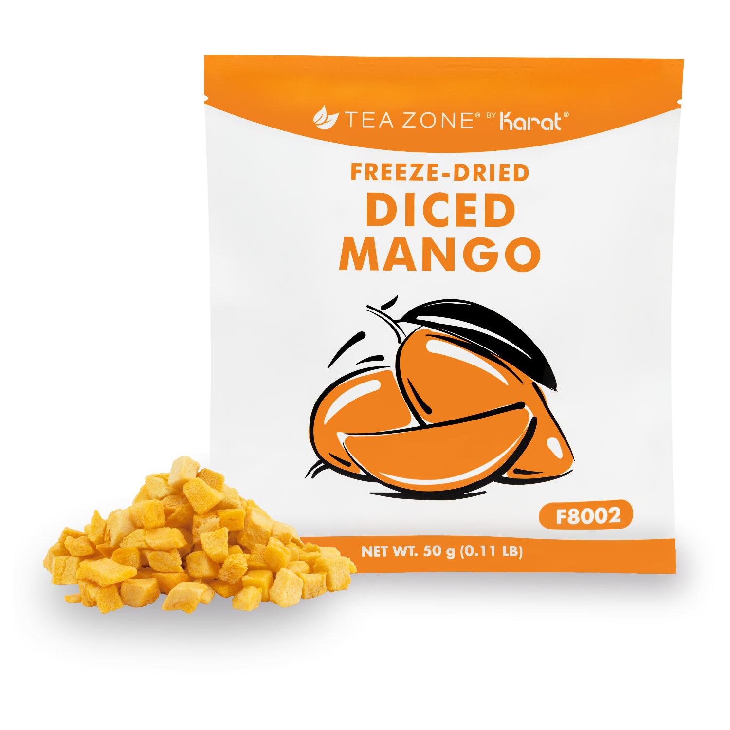 F8002_01-1 Tea Zone Freeze-Dried Mango, Diced - Bag - Image 1