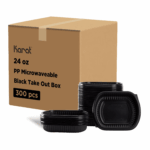 [300 ct] 24 oz Microwaveable Take-Out Box | PP | Black - Image 6
