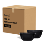 [50 ct] 160 oz Square Disposable Salad Bowls | PET | Black - Image 8