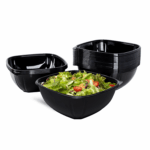 [50 ct] 160 oz Square Disposable Salad Bowls | PET | Black - Image 4