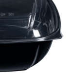 [50 ct] 160 oz Square Disposable Salad Bowls | PET | Black - Image 6