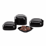 [300 ct] 24 oz Square Disposable Salad Bowl Lids | PET | Black - Image 10